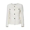 Tagliatore Beverly Crew Neck Jacket In Cream Cotton Tweed In White