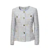 Tagliatore Beverly Crewneck Cotton Tweed Jacket In Multicolor