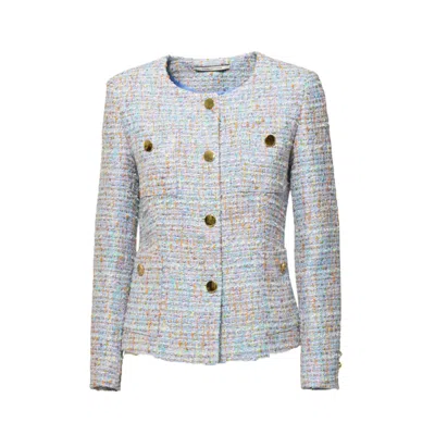 Tagliatore Beverly Crewneck Cotton Tweed Jacket In Beige