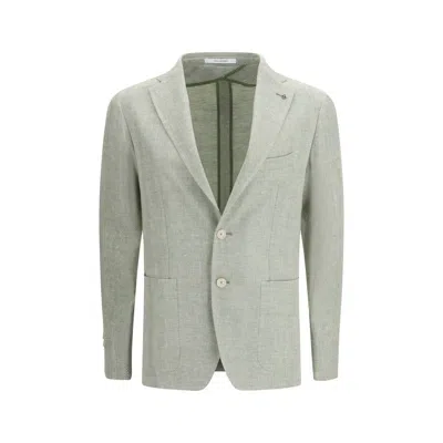 Tagliatore Cotton And Linen Blazer In Green