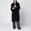 Tagliatore Black Alpaca And Wool-blend Coat With Hood In Black