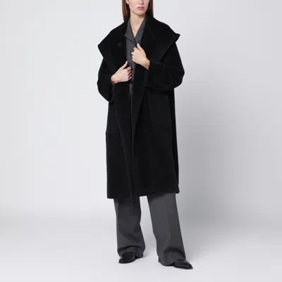 Tagliatore Black Alpaca And Wool-blend Coat With Hood