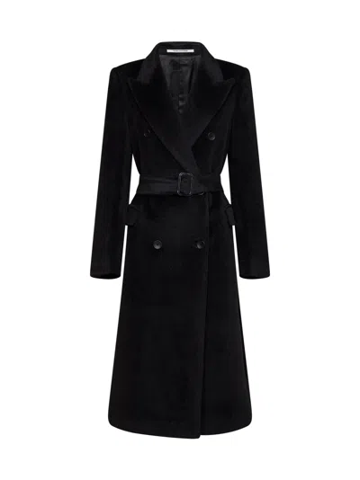 Tagliatore Black Alpaca-blend Beaver Jole Double-breasted Belted Trench Coat