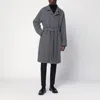 Tagliatore Black And Blue Coat With Belt In Gray