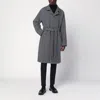 Tagliatore Black And Blue Coat With Belt In Gray