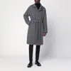 Tagliatore Black And Blue Coat With Belt In Gray