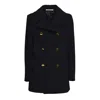Tagliatore Blue Cashmere And Wool Blanche Coat In Black