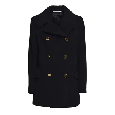 TAGLIATORE TAGLIATORE BLACK CASHMERE AND WOOL BLANCHE COAT