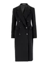 Tagliatore Double-breasted Coat Featuring Flap Pockets In Black