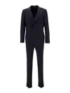 Tagliatore Black Double-breasted Tuxedo Suit With Covered Buttons In Black