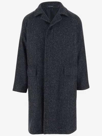 TAGLIATORE BLACK COTTON BLEND COAT