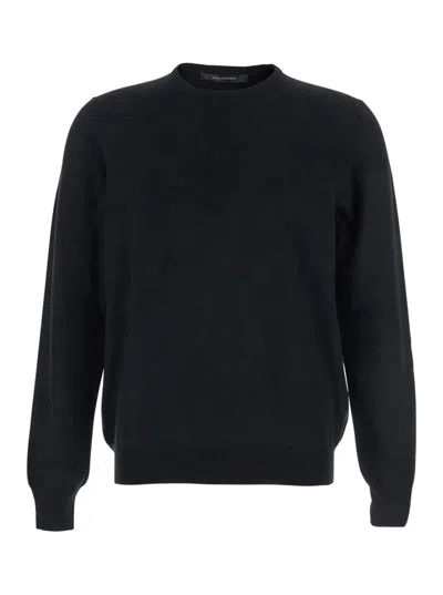 TAGLIATORE BLACK CREWNECK WOOL SWEATER