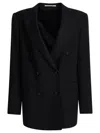 Tagliatore Black Cupro Jacket In Black