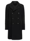 Tagliatore Black Double Breasted Buttoned Coat In Black