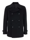 Tagliatore Black Double-breasted Coat With Wide Notched Revers In Black