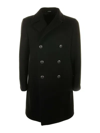 TAGLIATORE BLACK DOUBLE-BREASTED COAT