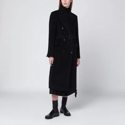 Tagliatore Black Double-breasted Coat With Belt