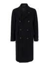 Tagliatore Blue London Double-breasted Coat In Black