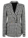 Tagliatore Double Breasted Checked Jacket With Notched Lapels In Grey