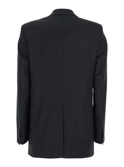 Tagliatore Black Double-breasted Jacket With Classic Lapels In Virgin Wool Woman