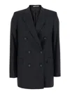 Tagliatore Black Double-breasted Jacket With Classic Lapels In Virgin Wool Woman In Black