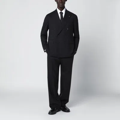 Tagliatore Black Double-breasted Suit In Wool Blend