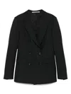 Tagliatore Double-breasted Tailored Blazer In Black Wool Blend In Multi
