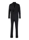 Tagliatore Black Double-breasted Tuxedo Suit With Covered Buttons In Black