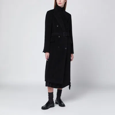 TAGLIATORE TAGLIATORE BLACK DOUBLEBREASTED COAT WITH BELT