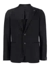 Tagliatore Black Jacket With Classic Revers And Logo Pin In Kashmir Man