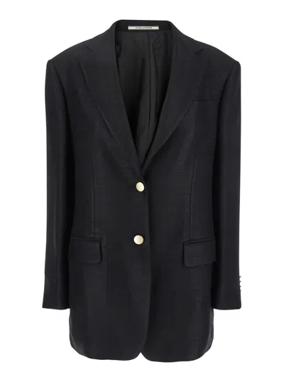 Tagliatore Black Jacket With Pointed Lapels And Front Pockets In Viscose Blend Woman