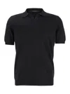 Tagliatore Black Knitted Polo Shirt With Polo Style Collar And Short Sleeves In Black