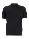 Tagliatore Black Knitted Polo Shirt With Polo Style Collar And Short Sleeves In Black
