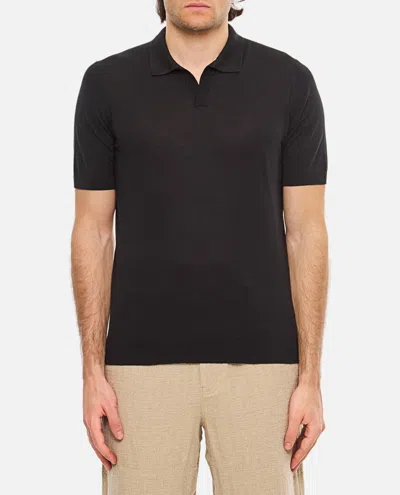 TAGLIATORE BLACK LOGO POLO T-SHIRT