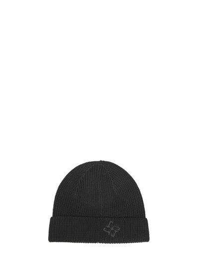 Tagliatore Black Merino Wool Knit Grouse Beanie With Logo