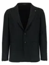 Tagliatore Square Pattern Blazer With Multiple Pockets In Black