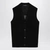Tagliatore Men's Perforated Cotton Vest In Black