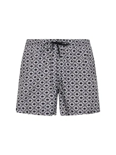 Tagliatore Elasticated Graphic Print Swim Shorts In Black