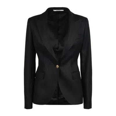 Tagliatore Black Single-breasted Blazer In Virgin Wool