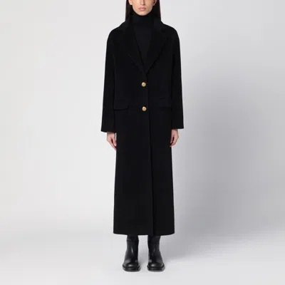 Tagliatore Black Single-breasted Coat In Angora Blend