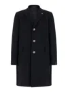 Tagliatore Brooch-detail Coat In Black