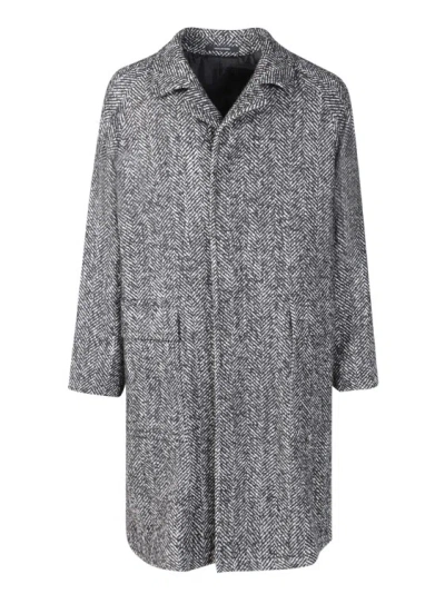 Tagliatore Black Single-breasted Coats In Grey