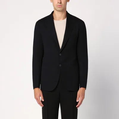 Tagliatore Black Single-breasted Jacket In Wool In Multicolor