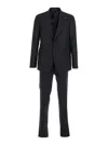 Tagliatore Black Single-breasted Suit With Jacket And Vest In Blue