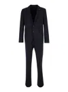 Tagliatore Black Single-breasted Suit With Logo Pin