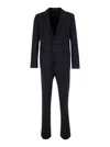 Tagliatore Black Single-breasted Suit With Logo Pin In Black