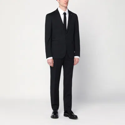 TAGLIATORE BLACK SINGLE-BREASTED WOOL SUIT