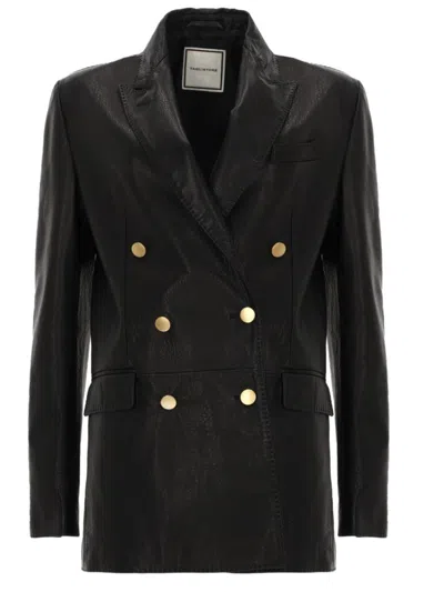 TAGLIATORE WOMEN BLACK SOLID NOTCHED LAPEL BLAZER, XL LUXURY BLAZERS FOR WOMEN DARVEYS