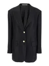 Tagliatore Black Solid Notched Lapel Blazer In Black