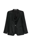 Tagliatore Black Solid Peaked Lapel Suit In Black